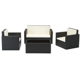 NNEDSZ 4 Piece Outdoor Wicker Furniture Set - Black
