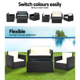 NNEDSZ 4 Piece Outdoor Wicker Furniture Set - Black