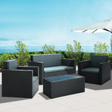 NNEDSZ 4 Piece Outdoor Wicker Furniture Set - Black