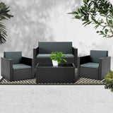 NNEDSZ 4 Piece Outdoor Wicker Furniture Set - Black