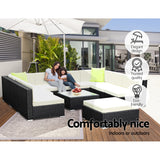 NNEDSZ 10PC Sofa Set with Storage Cover Outdoor Furniture Wicker