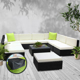 NNEDSZ 10PC Sofa Set with Storage Cover Outdoor Furniture Wicker