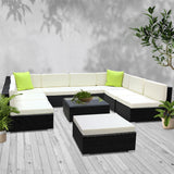 NNEDSZ 10PC Outdoor Furniture Sofa Set Wicker Garden Patio Lounge