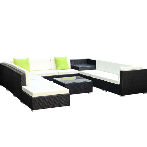 NNEDSZ 11PC Sofa Set with Storage Cover Outdoor Furniture Wicker