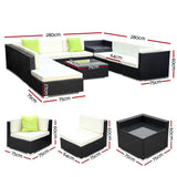 NNEDSZ 11PC Sofa Set with Storage Cover Outdoor Furniture Wicker