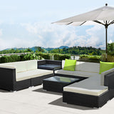 NNEDSZ 11PC Sofa Set with Storage Cover Outdoor Furniture Wicker