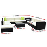 NNEDSZ 12PC Outdoor Furniture Sofa Set Wicker Garden Patio Lounge