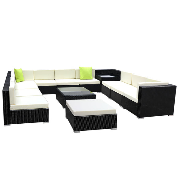NNEDSZ 13PC Sofa Set with Storage Cover Outdoor Furniture Wicker