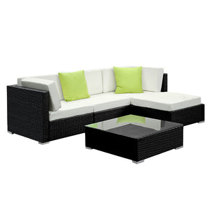 NNEDSZ 5PC Sofa Set with Storage Cover Outdoor Furniture Wicker