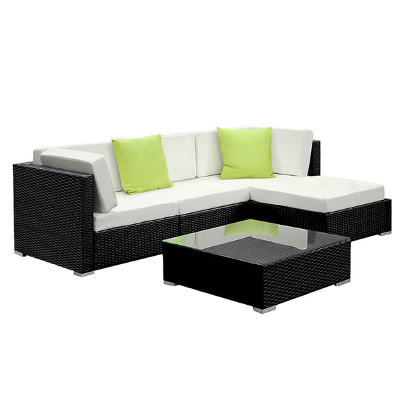 NNEDSZ 5PC Sofa Set with Storage Cover Outdoor Furniture Wicker