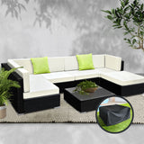 NNEDSZ 7PC Sofa Set with Storage Cover Outdoor Furniture Wicker