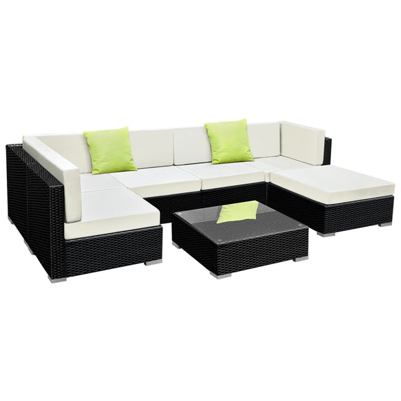 NNEDSZ 7PC Outdoor Furniture Sofa Set Wicker Garden Patio Pool Lounge