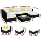 NNEDSZ 7PC Outdoor Furniture Sofa Set Wicker Garden Patio Pool Lounge