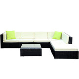 NNEDSZ 7PC Outdoor Furniture Sofa Set Wicker Garden Patio Pool Lounge