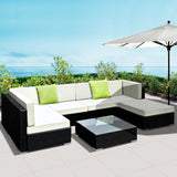 NNEDSZ 7PC Outdoor Furniture Sofa Set Wicker Garden Patio Pool Lounge