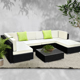 NNEDSZ 7PC Outdoor Furniture Sofa Set Wicker Garden Patio Pool Lounge