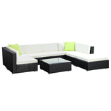 NNEDSZ 8PC Sofa Set with Storage Cover Outdoor Furniture Wicker