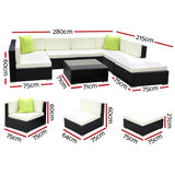 NNEDSZ 8PC Outdoor Furniture Sofa Set Wicker Garden Patio Pool Lounge