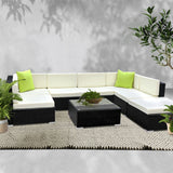 NNEDSZ 8PC Outdoor Furniture Sofa Set Wicker Garden Patio Pool Lounge