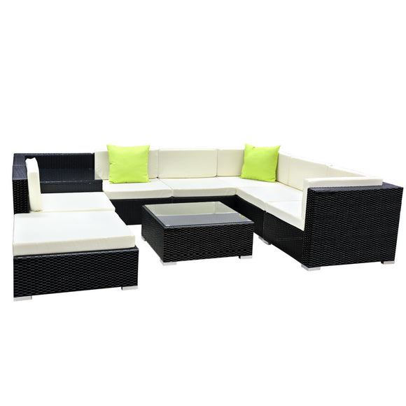 NNEDSZ 9PC Sofa Set with Storage Cover Outdoor Furniture Wicker