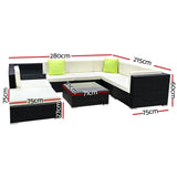 NNEDSZ 9PC Sofa Set with Storage Cover Outdoor Furniture Wicker