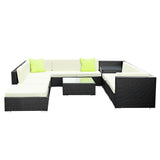 NNEDSZ 9PC Sofa Set with Storage Cover Outdoor Furniture Wicker