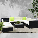 NNEDSZ 9PC Outdoor Furniture Sofa Set Wicker Garden Patio Pool Lounge