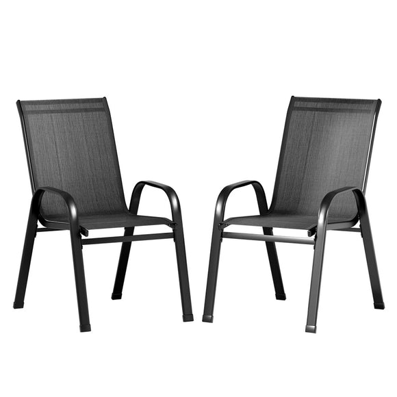 NNEDSZ 2X Outdoor Stackable Chairs Lounge Chair Bistro Set Patio Furniture