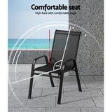 NNEDSZ 2X Outdoor Stackable Chairs Lounge Chair Bistro Set Patio Furniture