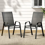 NNEDSZ 2X Outdoor Stackable Chairs Lounge Chair Bistro Set Patio Furniture