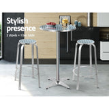 NNEDSZ Outdoor Bistro Set Bar Table Stools Adjustable Aluminium Cafe 3PC Round