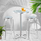 NNEDSZ Outdoor Bistro Set Bar Table Stools Adjustable Aluminium Cafe 3PC Round