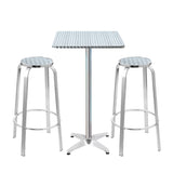 NNEDSZ Outdoor Bistro Set Bar Table Stools Adjustable Aluminium Cafe 3PC Square