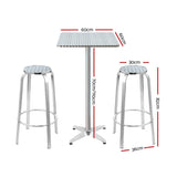 NNEDSZ Outdoor Bistro Set Bar Table Stools Adjustable Aluminium Cafe 3PC Square