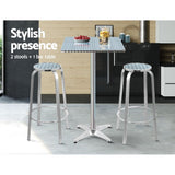 NNEDSZ Outdoor Bistro Set Bar Table Stools Adjustable Aluminium Cafe 3PC Square