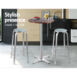 NNEDSZ Outdoor Bistro Set Bar Table Stools Adjustable Aluminium Cafe 3PC Wood