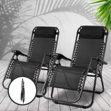 NNEDSZ Set of 2 Zero Gravity Chairs Reclining Outdoor Furniture Sun Lounge Folding Camping Lounger Black