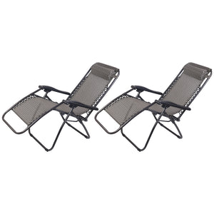 NNEDSZ  Set of 2 Zero Gravity Chairs Reclining Outdoor Furniture Sun Lounge Folding Camping Lounger Grey
