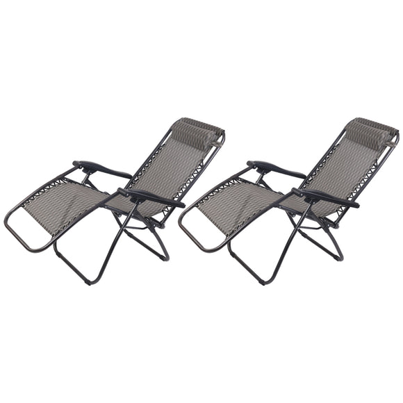 NNEDSZ  Set of 2 Zero Gravity Chairs Reclining Outdoor Furniture Sun Lounge Folding Camping Lounger Grey