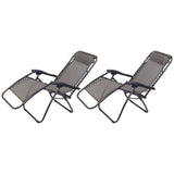 NNEDSZ  Set of 2 Zero Gravity Chairs Reclining Outdoor Furniture Sun Lounge Folding Camping Lounger Grey