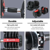 NNEDSZ 24kg Adjustable Dumbbell Set Weight Dumbbells Plates Gym Exercise Fitness