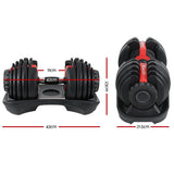 NNEDSZ 2 x 24KG Adjustable Dumbbells Set Dumbbell Weight Plates Home Gym Exercise