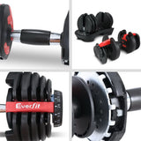 NNEDSZ 2 x 24KG Adjustable Dumbbells Set Dumbbell Weight Plates Home Gym Exercise