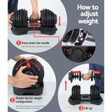 NNEDSZ 2 x 24KG Adjustable Dumbbells Set Dumbbell Weight Plates Home Gym Exercise