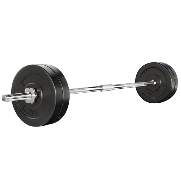 NNEDSZ 28KG Barbell Weight Set Plates Bar Bench Press Fitness Exercise Home Gym 168cm