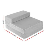 NNEDSZ Bedding Folding Foam Mattress Portable Sofa Bed Lounge Chair Velvet Light Grey