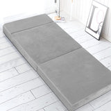 NNEDSZ Bedding Folding Foam Mattress Portable Sofa Bed Lounge Chair Velvet Light Grey