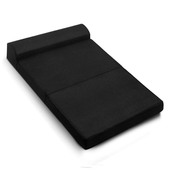 NNEDSZ Bedding Folding Foam Mattress Portable Double Sofa Bed Mat Air Mesh Fabric Black