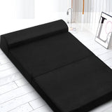 NNEDSZ Bedding Folding Foam Mattress Portable Double Sofa Bed Mat Air Mesh Fabric Black