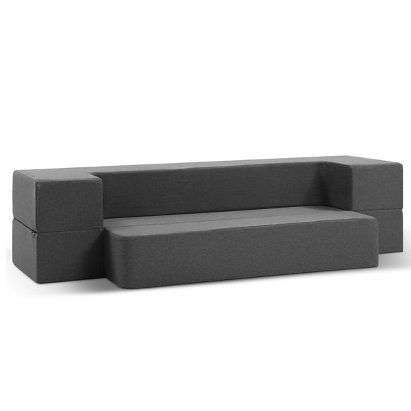 NNEDSZ Bedding Portable Sofa Bed Folding Mattress Lounger Chair Ottoman Grey